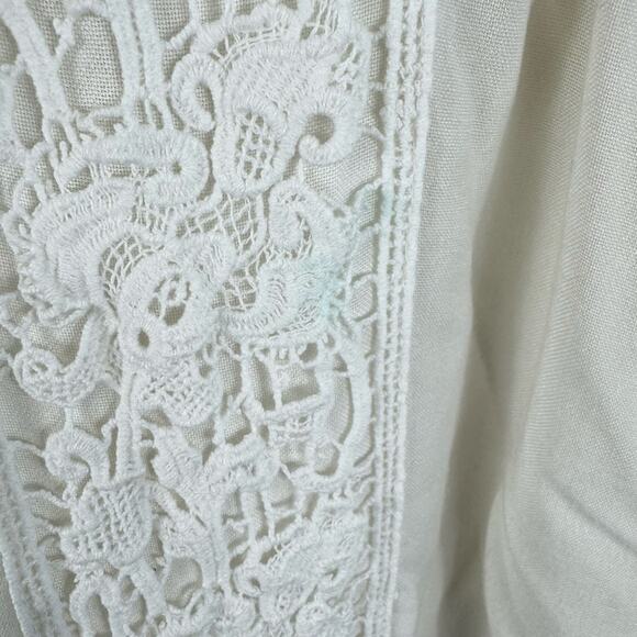 Lilly Pulitzer Briony White Resort Lace Trim Long Sleeve Lightweight Blouse XL - Picture 4 of 9
